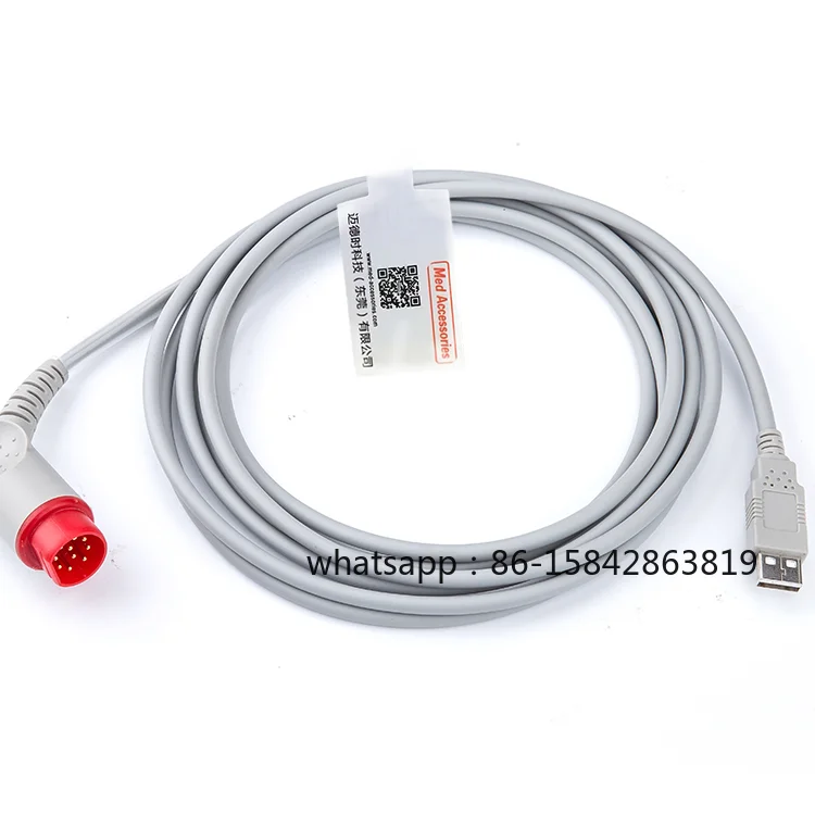 Hot Selling 10 Pin USB Transducer Adapter Cable Medical Consumables IBP Cable