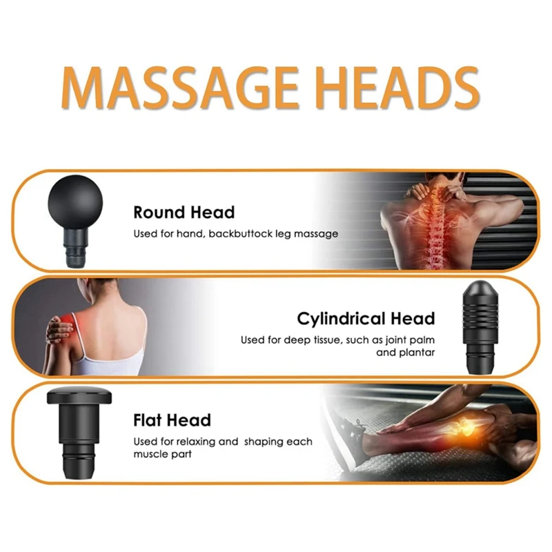 Massage Attachment Massage Heads, Replaceable Massage Attachments 9 Different Muscle Massage Heads Deep Tissue
