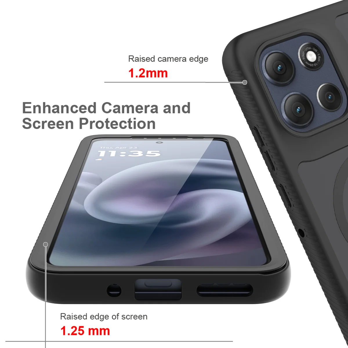 Ochronne szkło PET, odporne na wstrząsy, pancerne etui magnetyczne na telefon Motorola Moto G15 G35 G55 G06 G56 G86 Power, półprzezroczysta tylna obudowa — zdjęcie produktu 4