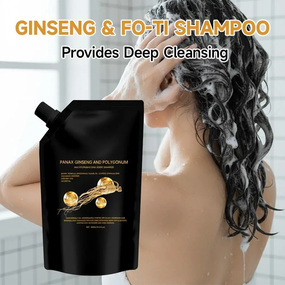 

Шампунь Black Ganoderma Polygonum Multiflorum с женьшенем для восстановления и питания волос, смягчения, разглаживания и увлажнения, уход за кожей головы, 300 мл