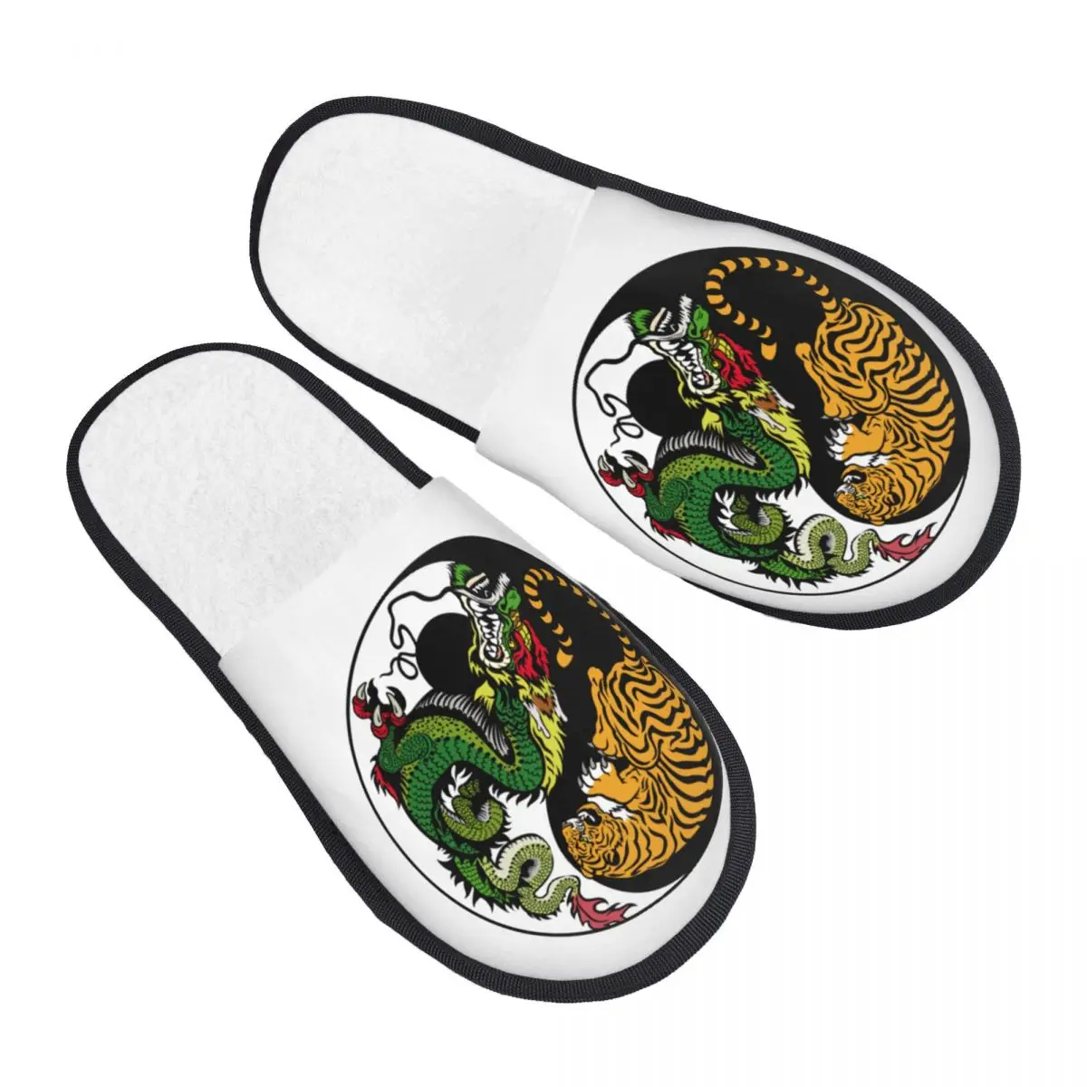 

Плюшевые домашние тапочки Инь Ян с символом дракона и тигра, теплая мягкая обувь, домашняя обувь, осень-зима