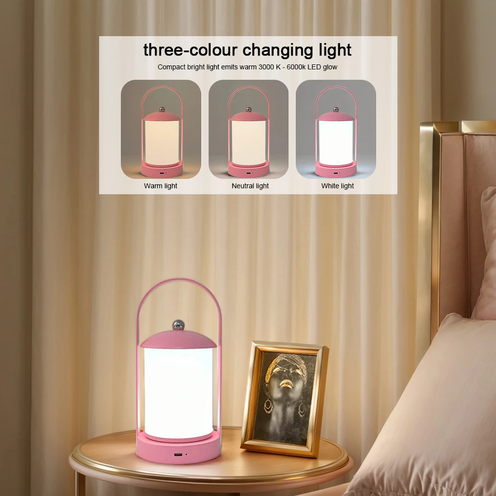 Touch Cordless LED Table Lamp 3 Levels Brightness Light Small Desk Night Light Long-Lasting Dimmable USB Desk Lamp for Bedroom