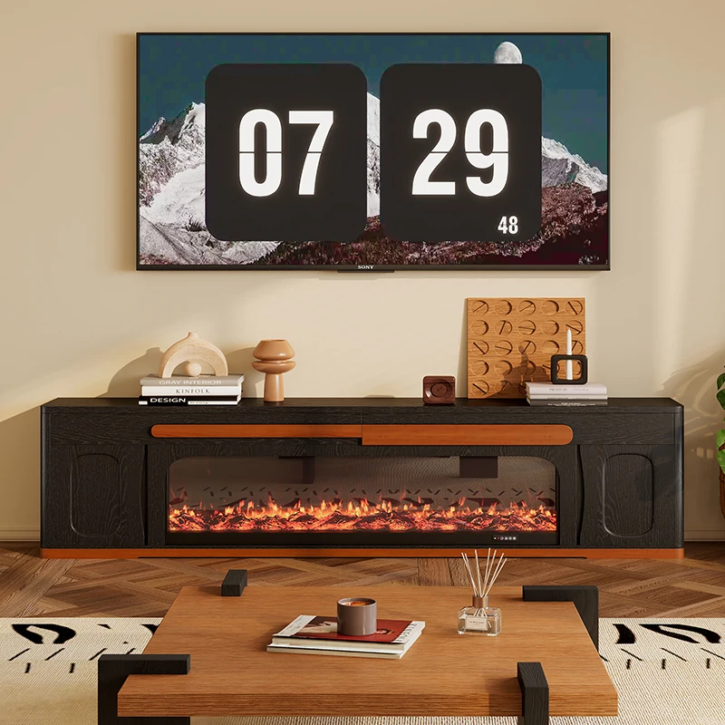 

European Dark Light Tv Cabinet Wall Black Design Designer Bedroom Tv Cabinet Fireplace Electric Fernseherschrank Furniture Home
