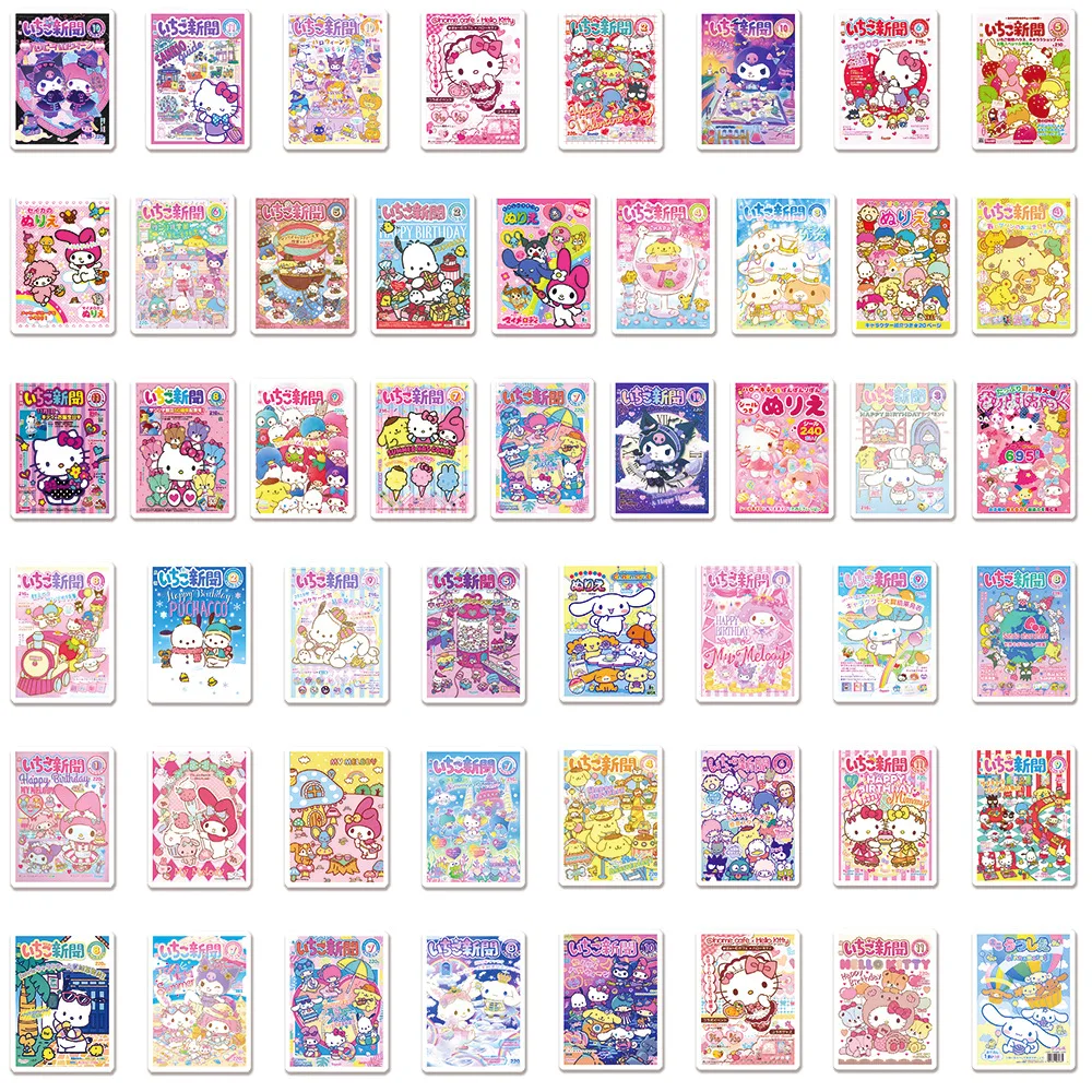 Sanrio Sealing Labels Adesivos, Papelaria decorativa estética, Laptop Cute Cartoon, Hello Kitty Decalques, Brinquedos para crianças, 10 Pcs, 25 Pcs,