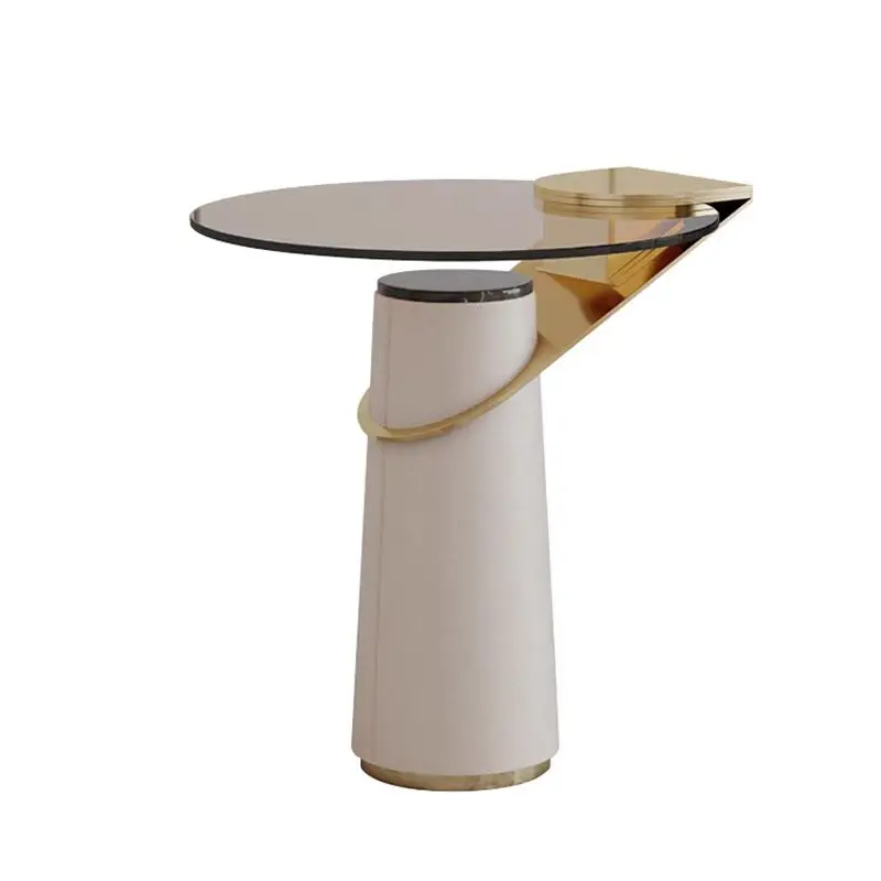 

Simple modern creative design light luxury glass corner table villa living room home sofa side table