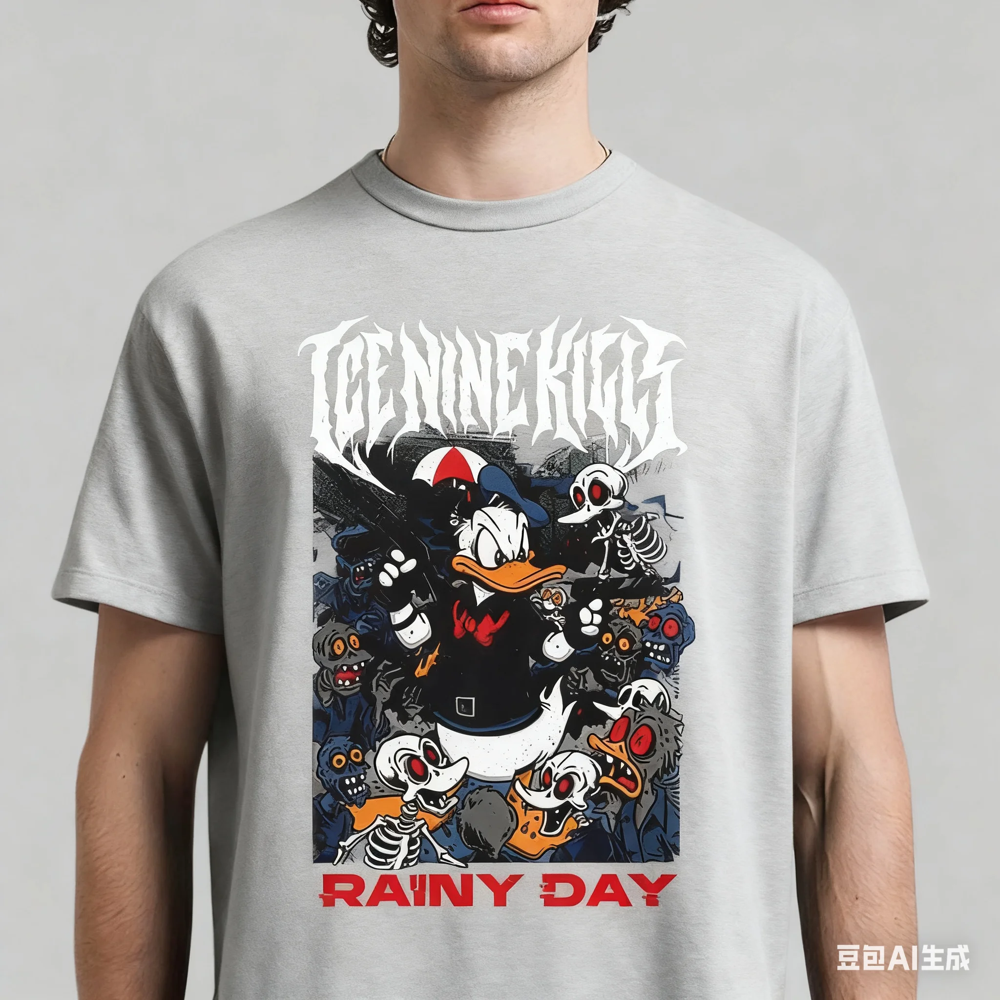 Ice Nine Kills Disney on A Rainy Day Donald Revelation T-shirt, Hadiah Penggemar untuk Konser Band, Kemeja Lapisan Dasar Unisex