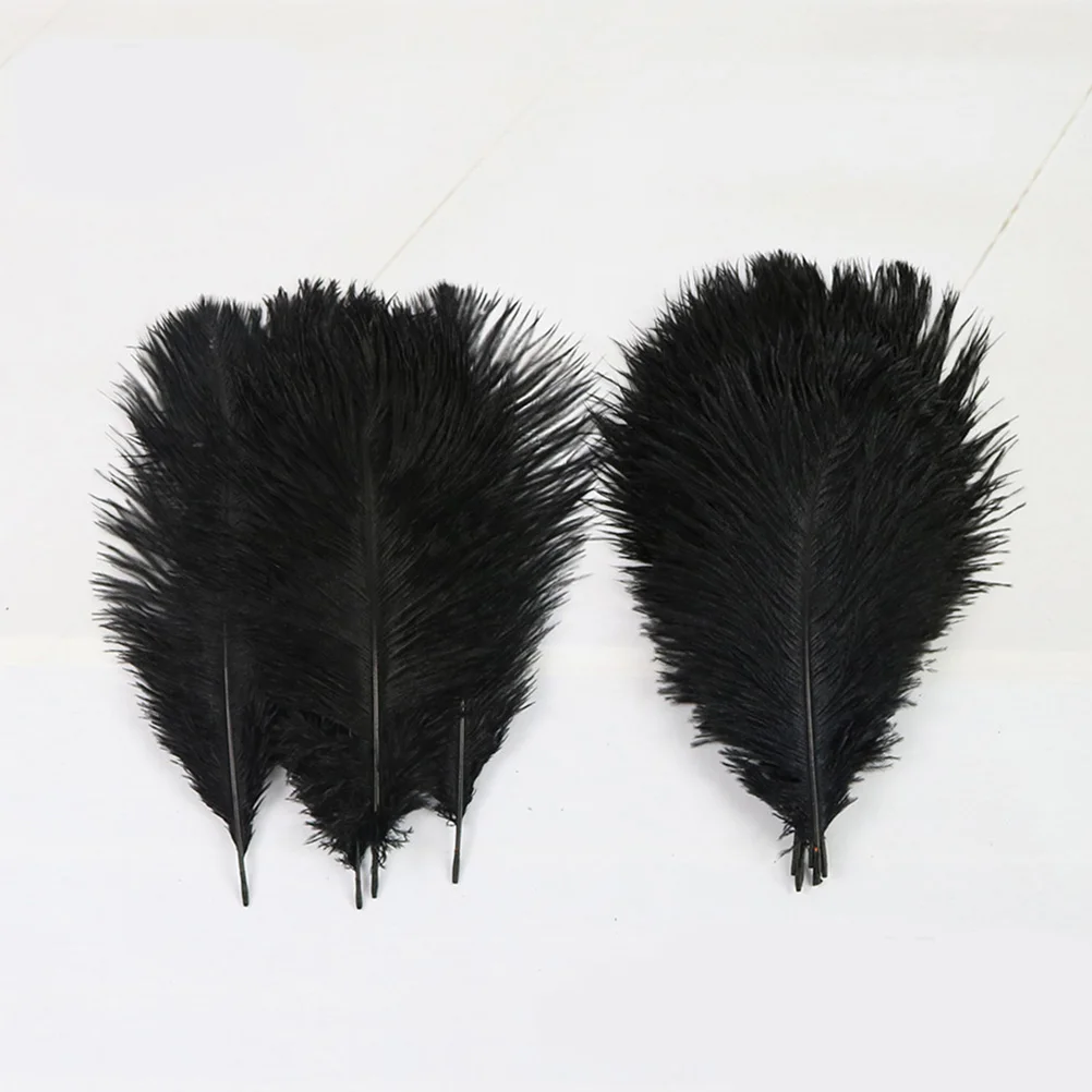 

20 Pcs Ostrich Natural Decoration DIY Craft Wedding Party Home Furnishing Black Hair Accessories