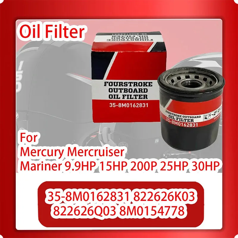 

35-8M0162829 35-8M0065104 8M0162830 877768K01 822626T2 822626Q2 Oil Filter for Mercury Mariner 30HP 40HP 50HP 60HP