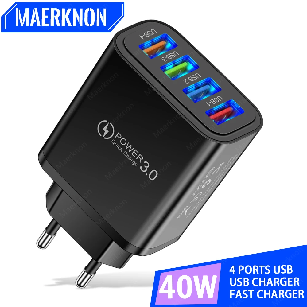 

Сетевое зарядное устройство с 4 USB-портами, 3,0 А