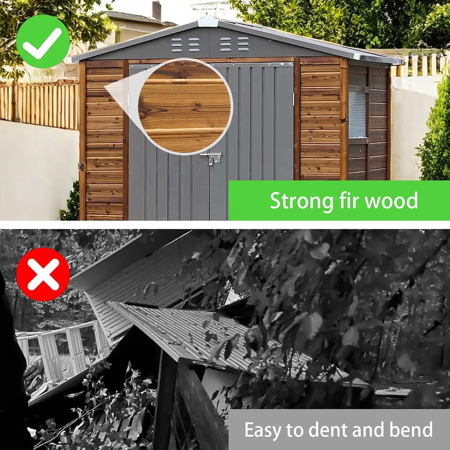 6x4 FT Outdoor Storage Shed with Windows, Wood & Metal Tool Shed Waterproof Storage House for Outside Patio, Customized