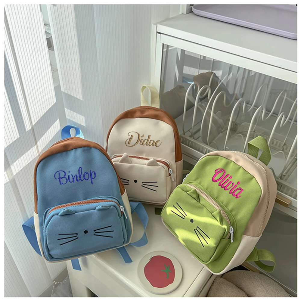 Embroidered Name Cartoon Cute Children's Backpack Personalized Kindergarten Backpack Little Girl Outing Snack Gift Bag With Name