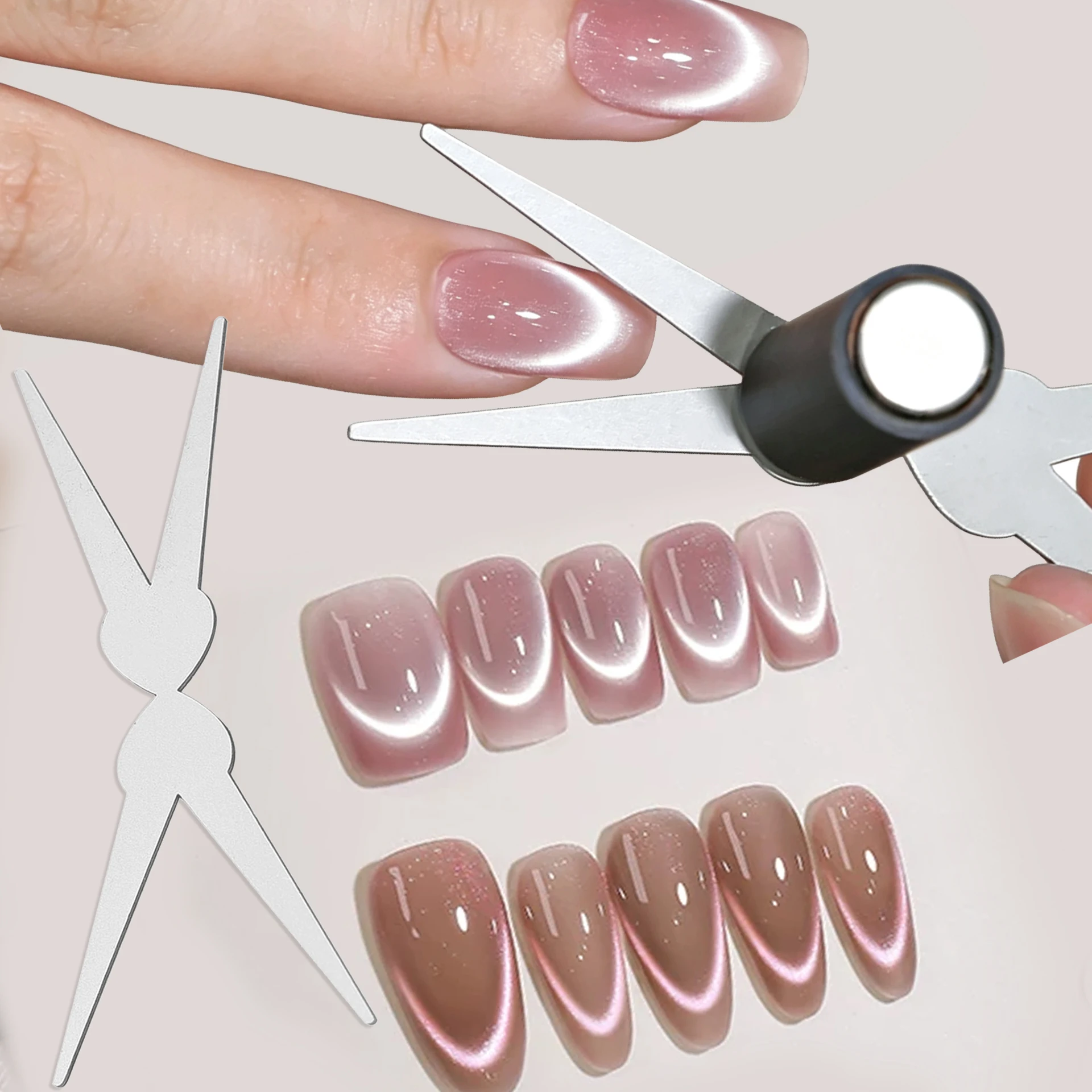Conjunto de Ímãs Magnéticos Duplos para Unhas Francesas 3D, Efeito Olho de Gato Forte, Ferramenta Magnética para Manicure DIY com Efeito V-Shaped para
