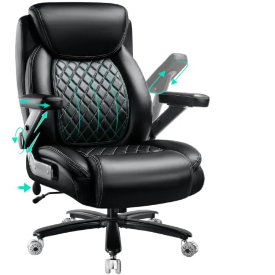 Large Heavy Duty Office Chair for Big and Tall Users, Black Mesh with Steel Frame, Ergonomic High Back Design with Lumbar Suppo
