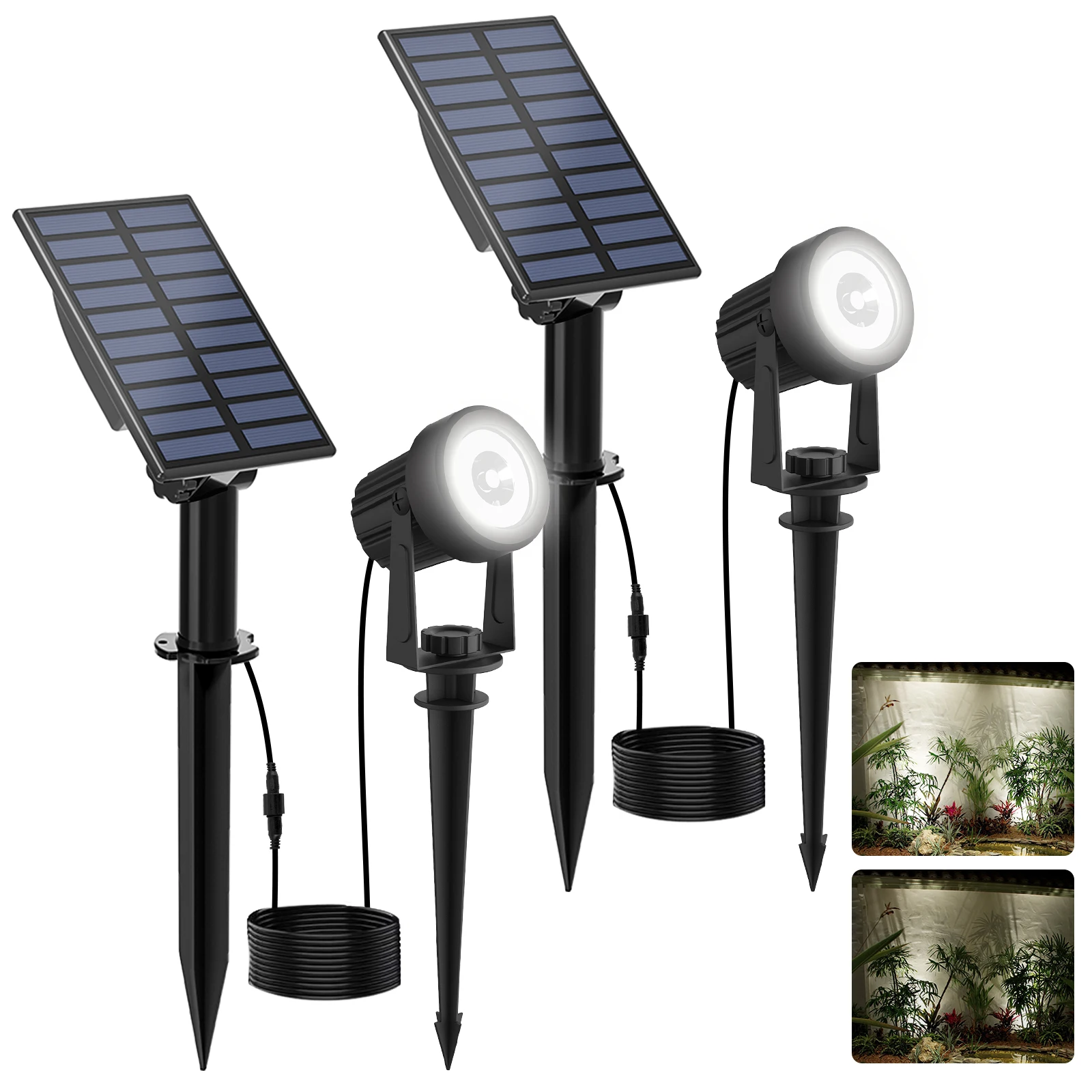 2PCS Super Helle Solar Scheinwerfer Solar LED Licht Outdoor IP65 Wasserdichte 3000K/6000K Solar Lampe für Garten Decor Solar Licht