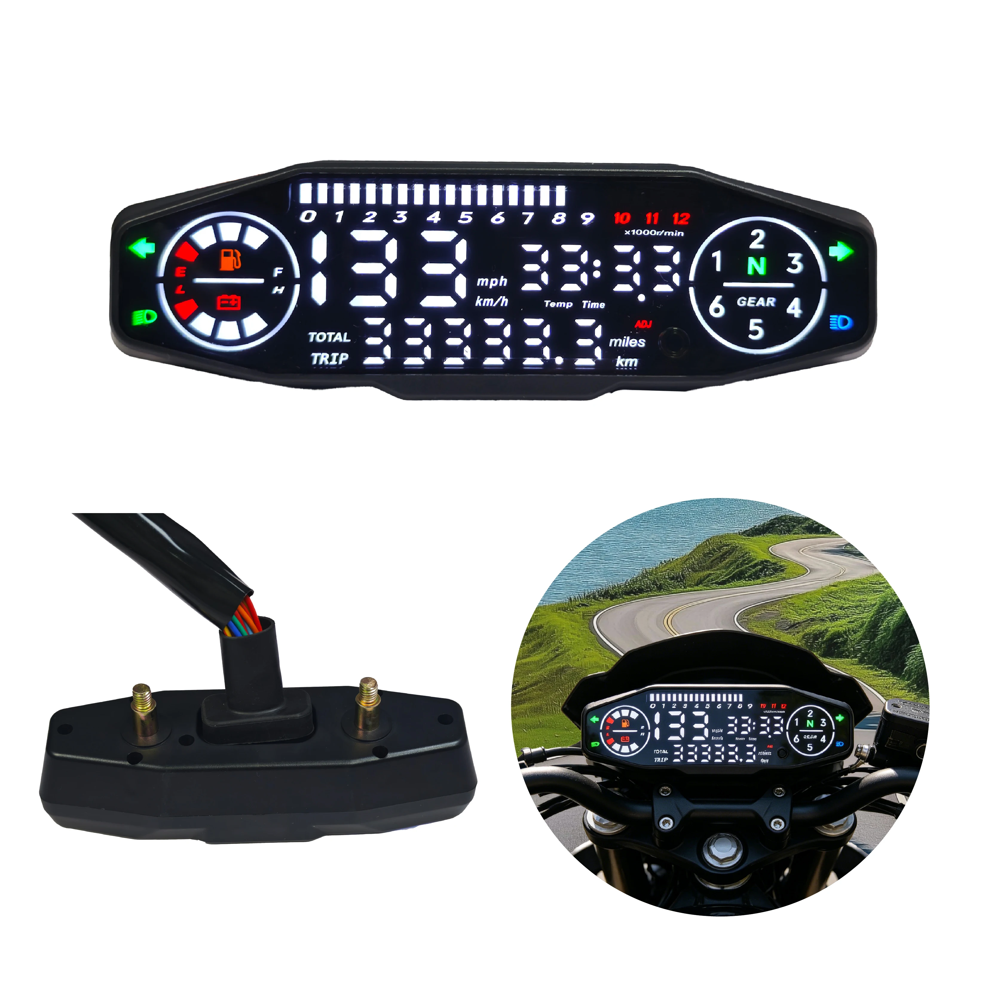 Universal LED Motorcycle Accessories Speedometer Moto Digital Dash Display Panel Tachometer for Honda CRF 150 250 Yamaha Yz 125