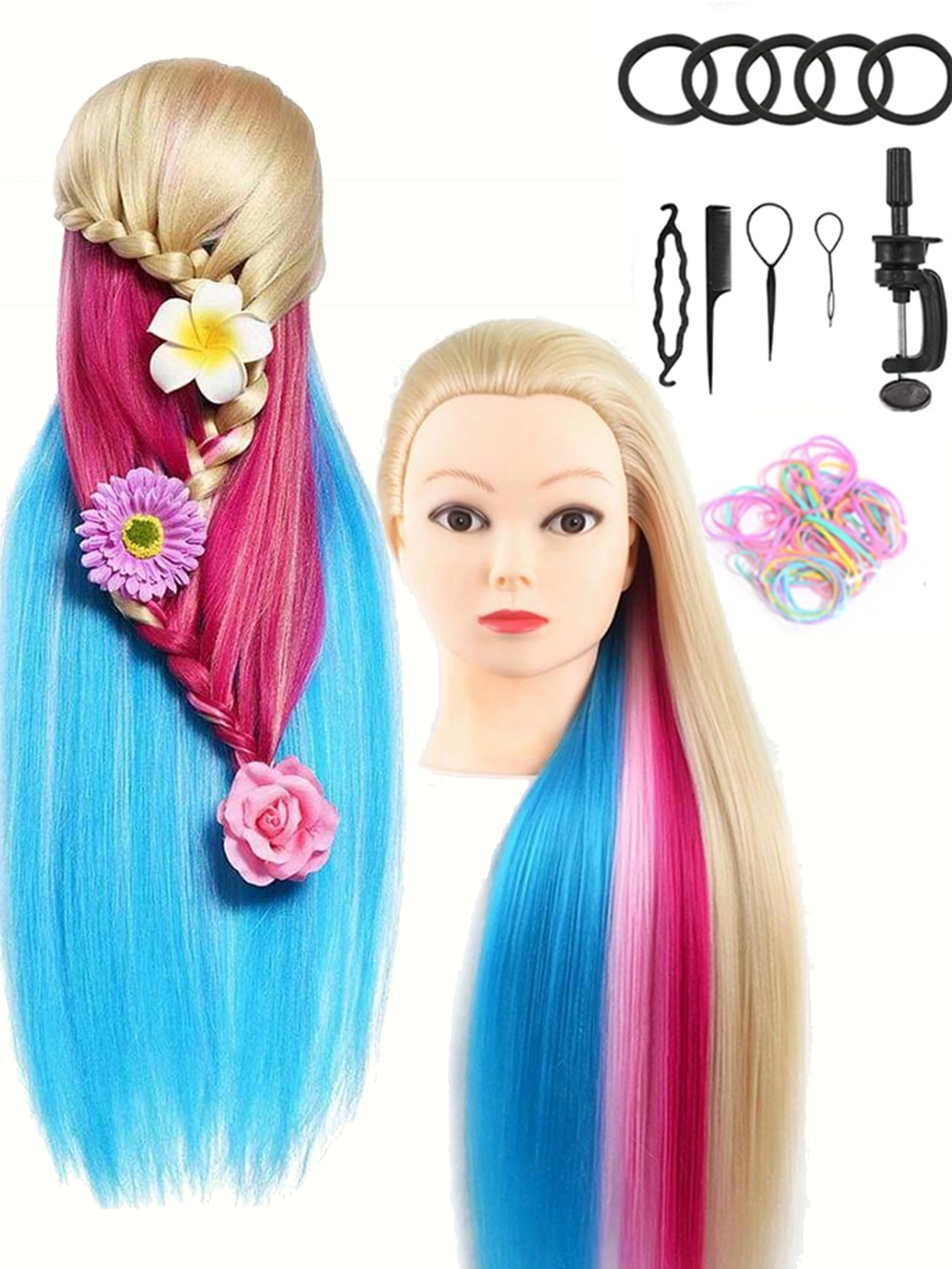 

Training Head Mannequin Head Hair Styling Manikin Cosmetology Doll Head Synthetic Fiber Hair Hairdressing Training Model