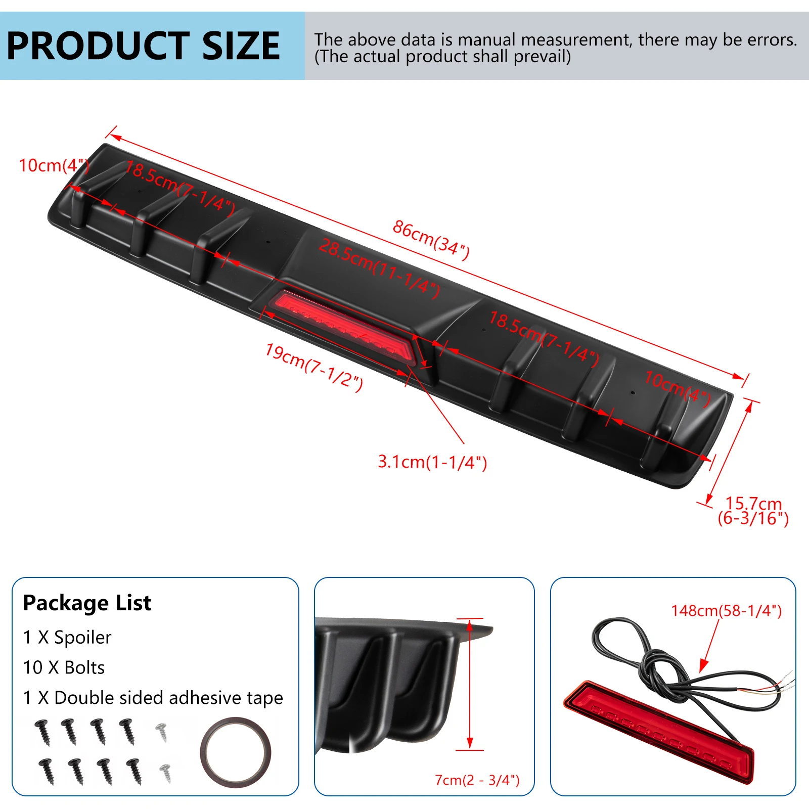 Tira reflexiva do divisor das aletas do tubarão do lábio do difusor do pára-choque traseiro para Honda Accord