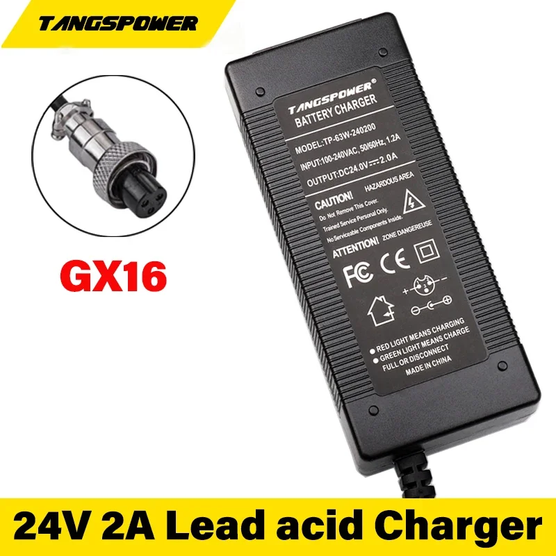 

24V 2A Lead-Acid Battery Charger For 28.8V Charger Lead Acid Battery Pack Fast Charger GX16 Connector High quality