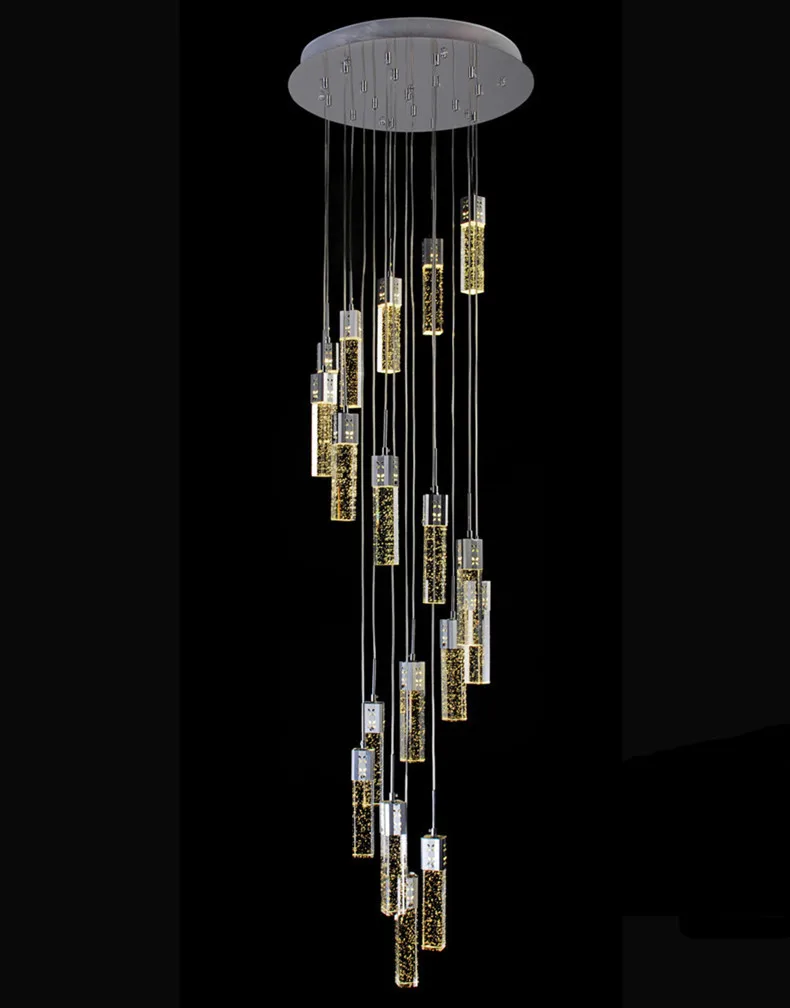 

Stairway led bubble Crystal pendant lights Modern G4 Led luminaria spiral crystal lighting for shopcase Home long stair lighting