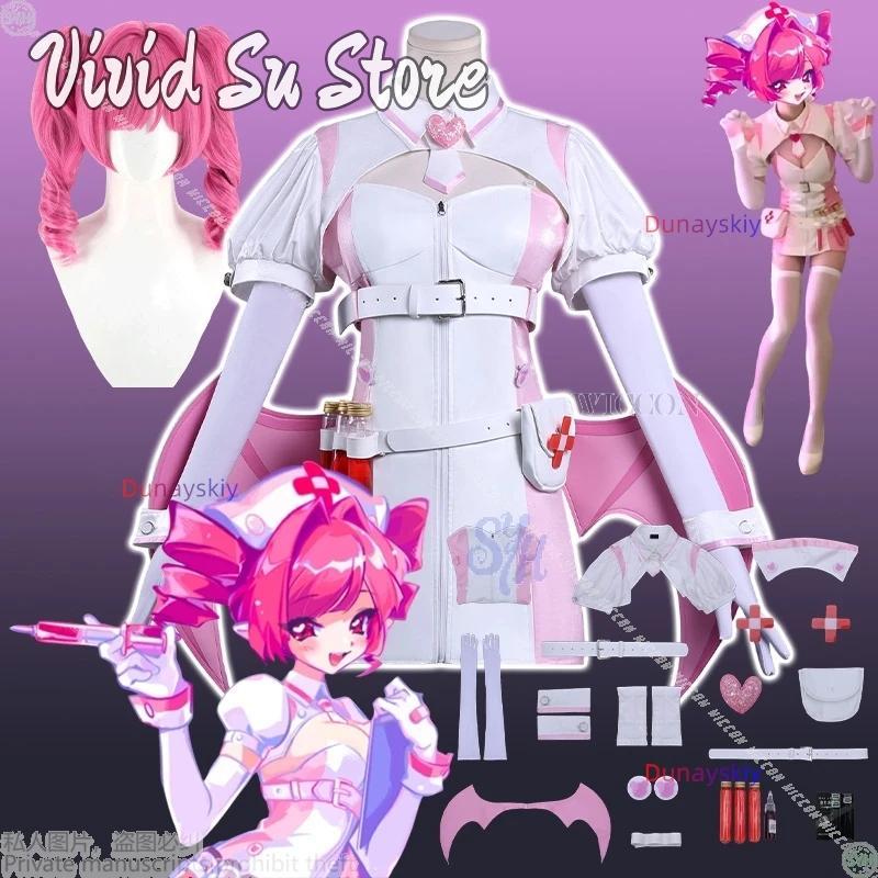 

Nocturne Bloodheir Buroo Аниме Игра Dashhh Косплей 코스프레 Сексуальная Kawaii Розовая Медсестра Вампир Мини Платье Крылья Дьявола Хэллоуин Вечеринка