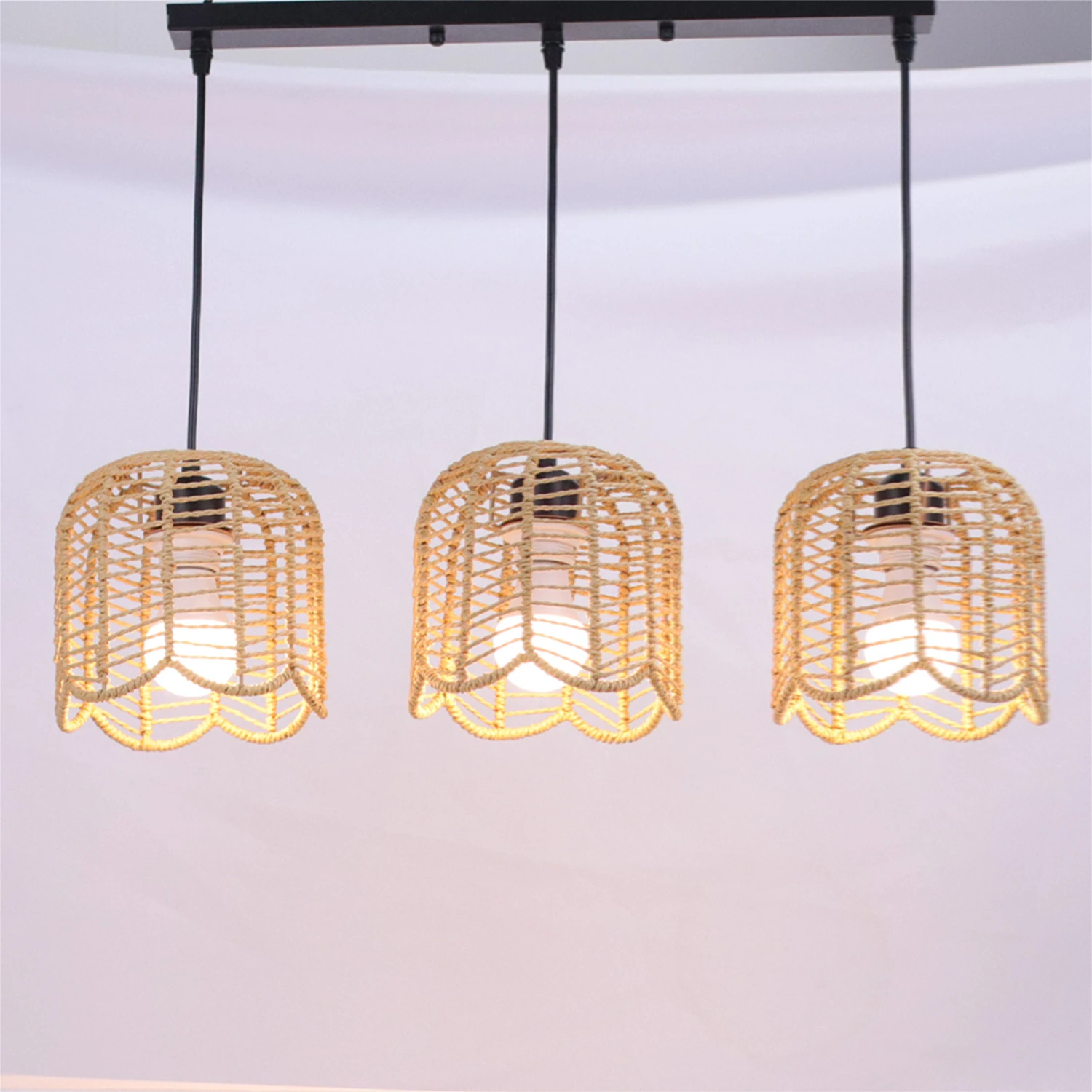 

Подвесная люстра JOYINLED в стиле бохо, ручной работы, из ротанга, E27, для винтажного декора в стиле фермерского дома, для спальни, гостиной, освещение