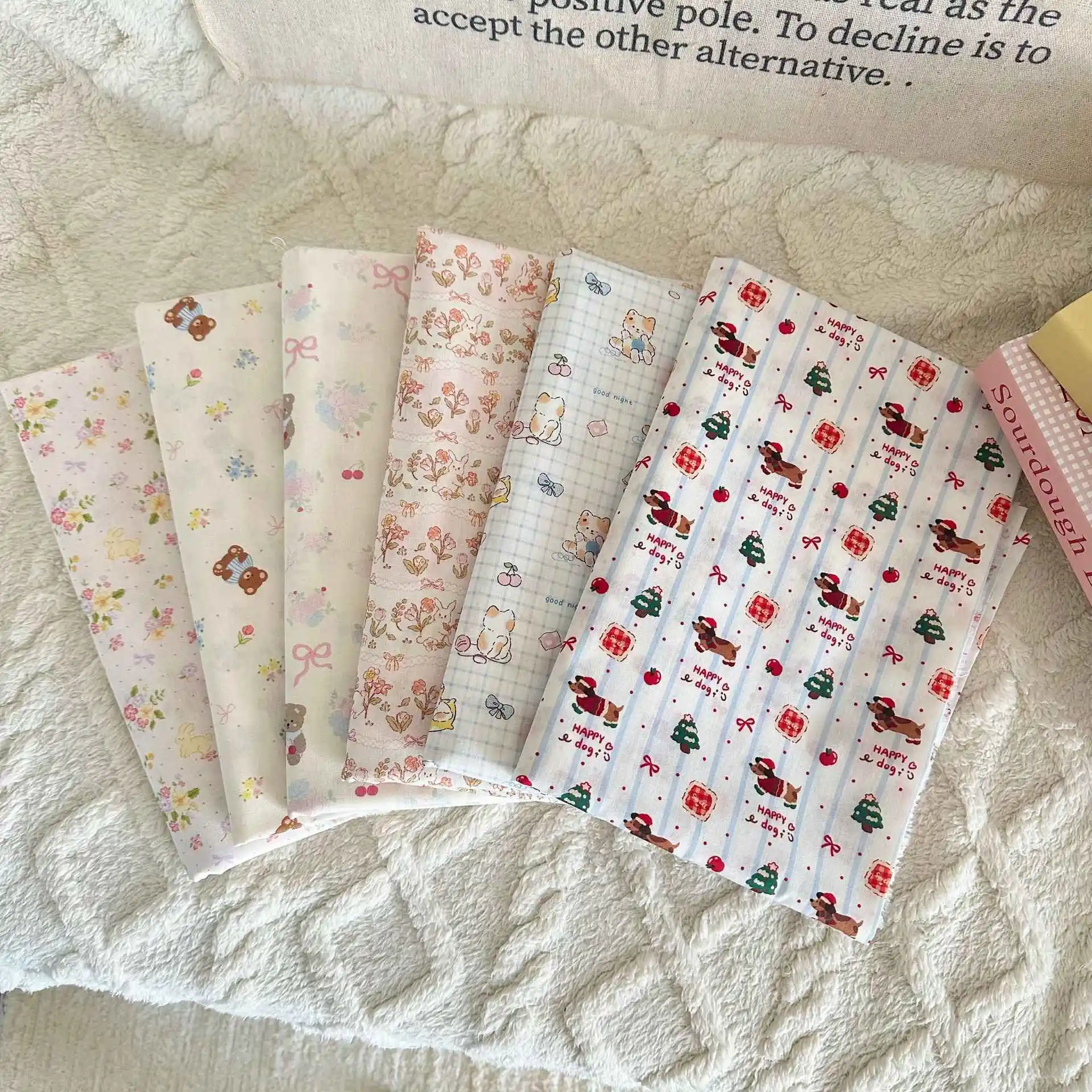 40 Count Cotton Poplin Fabric Cartoon Puppy Dog Printing Handmade DIY Bag Clothing Quilting Fabric