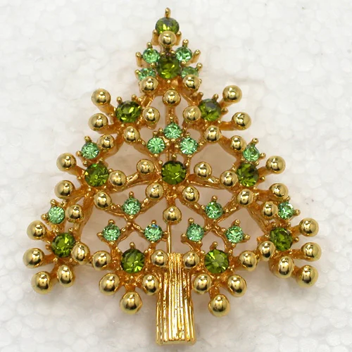 

12pcs/lot Wholesale Fashion brooch Rhinestone Christmas tree Pin brooches gift C102018