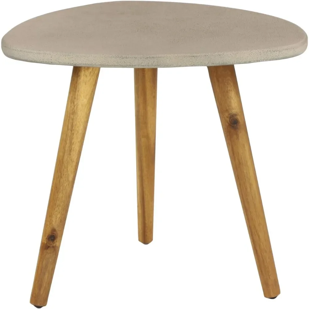 79 Wood Outdoor Accent Table with Concrete Inspired Top - Slender Tapered Legs, 20