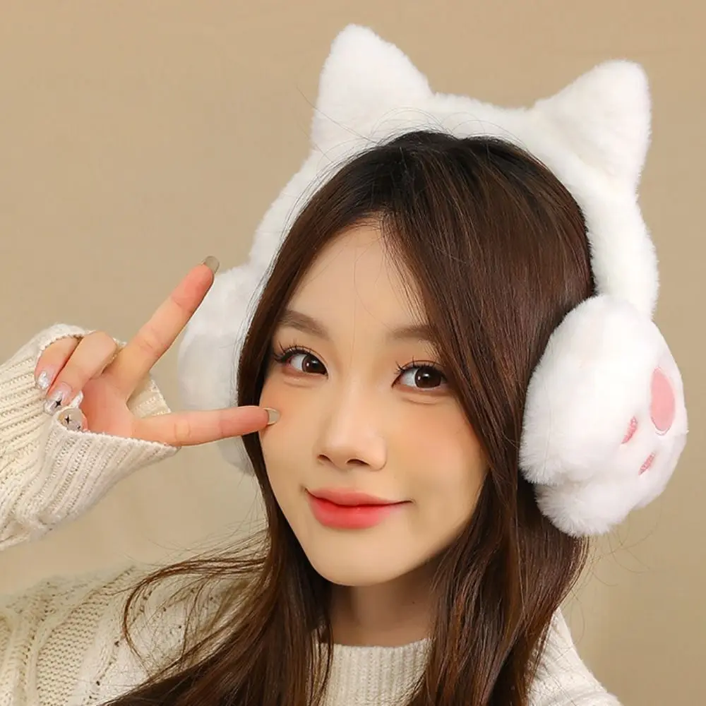 Soft Earcap Cat Plush Earmuffs Cat's Paw อุ่นน่ารักฝาครอบหูป้องกันความเย็น Anti-Wind หูอุ่นหญิง