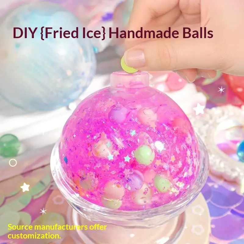 DIY Slime Stress Relief Squeeze Ball Making Kit Glitter Bead Craft Toy Kids Birthday Party Gift