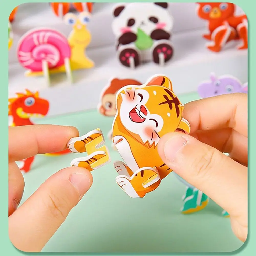 10 Stuks Nieuwe Driedimensionale 3d Papier Puzzel Mini Diy Educatief Speelgoed Panda Cartoon Dier Puzzel Model Kinderen