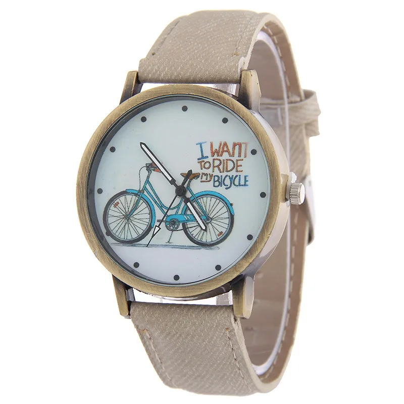 New Fashion Bicycle Women Watch Jean Fabric Leather Strap Dress Ladies Casual Quartz Wristwatches Relogio Feminino Часы Женские