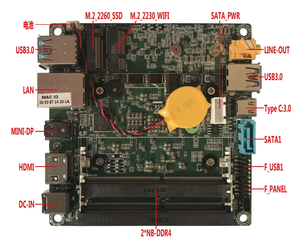 

Портативный самый маленький nuc Мини ПК win-dows с портом Type-c 3.0 M.22280 DDR4 2133/2400 МГц 32 Гб Поддержка WIn 11 Linux NVME PCIE сигнал