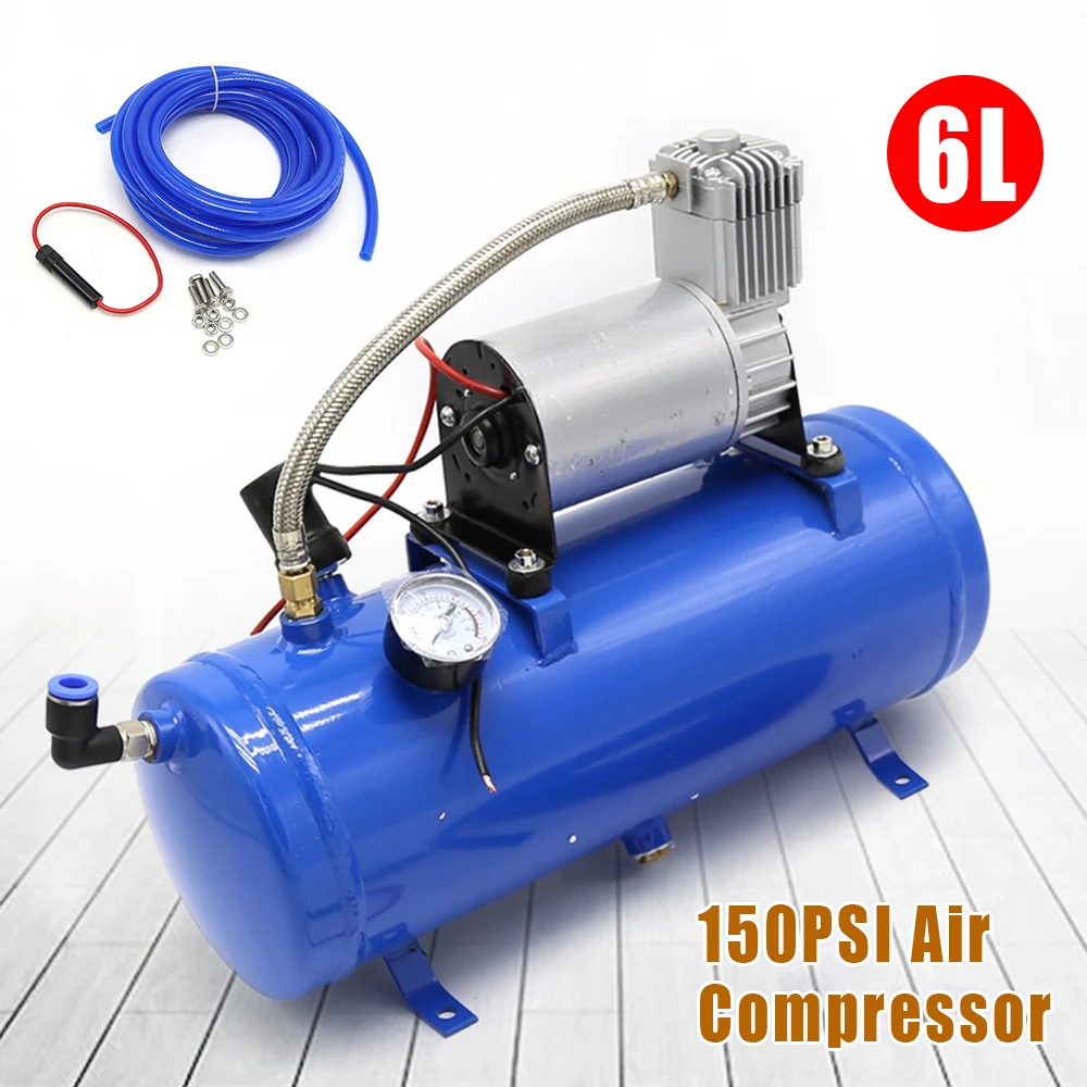 150PSI 12V DC Onboard Air Horn Compressor System Kit Suitable for Truck Cars SUV Boat Tractor RV Off-Road Vehicle