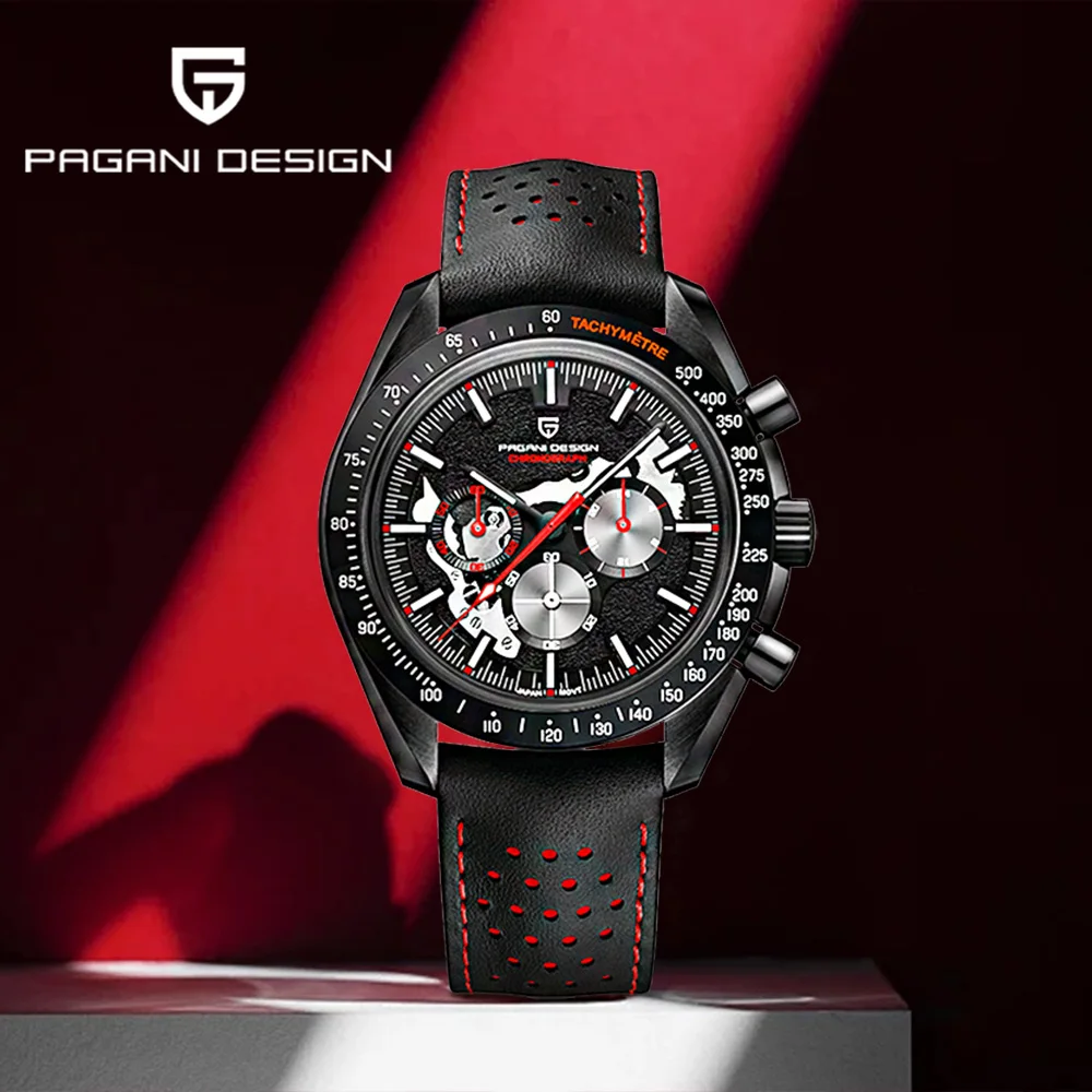 Pagani design men's quartz watch 2026new moon bright luxury skeleton sports men's chronograph top AR sapphire clock reloj hombre