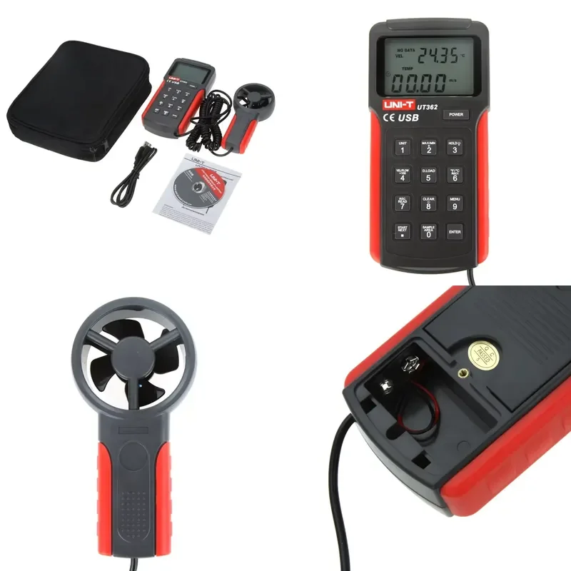 for UT362 Digital Anemometer with Data Storage USB Transfer Temperature Wind Speed Air Volume Professional Handheld Meter