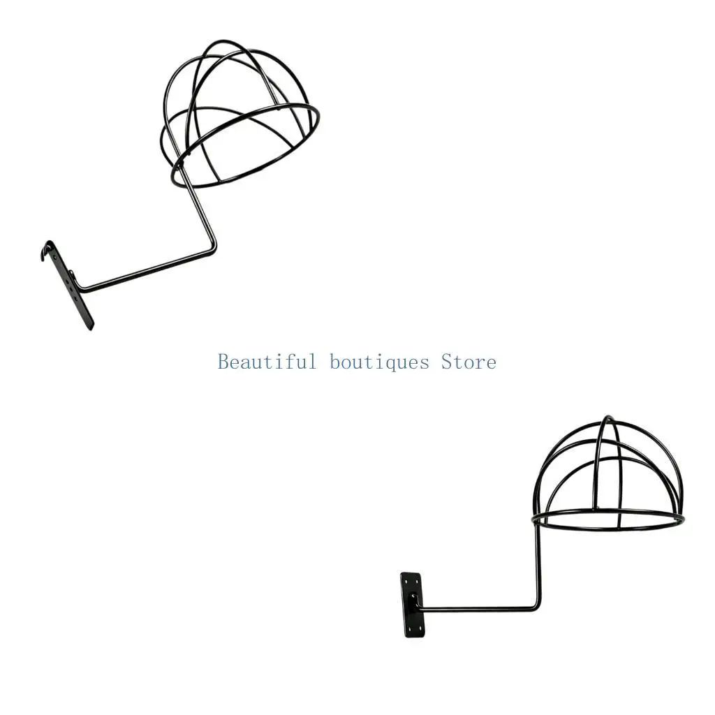 U4LF Projecting-Arm Wall-Mounted Hat Rack with Hemispherical Wire Form for Baseball Hats, Berets, and Bucket Hats Between Wears