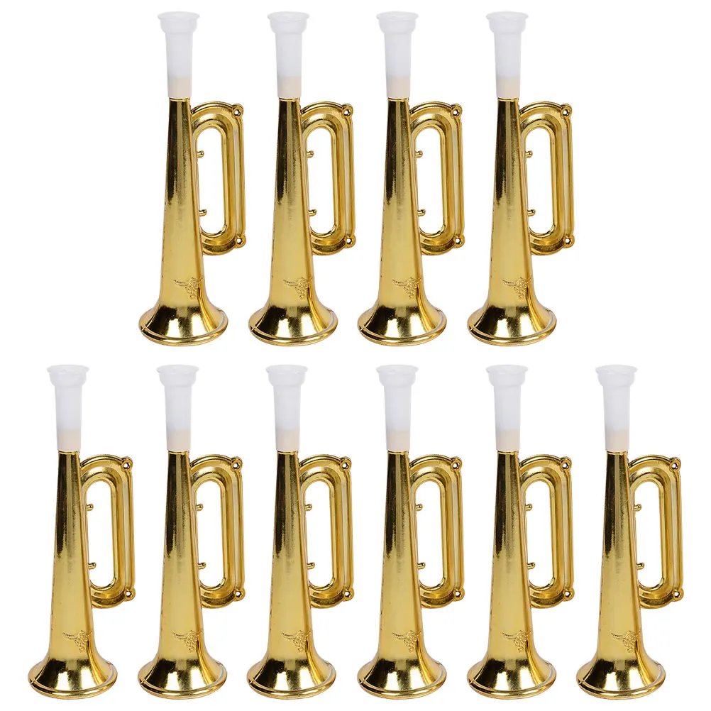 

10 Pcs Golden Cheering Trumpet Props Toys for Kids Parties Ceremonies Portable Gathering Accessory Team Sports