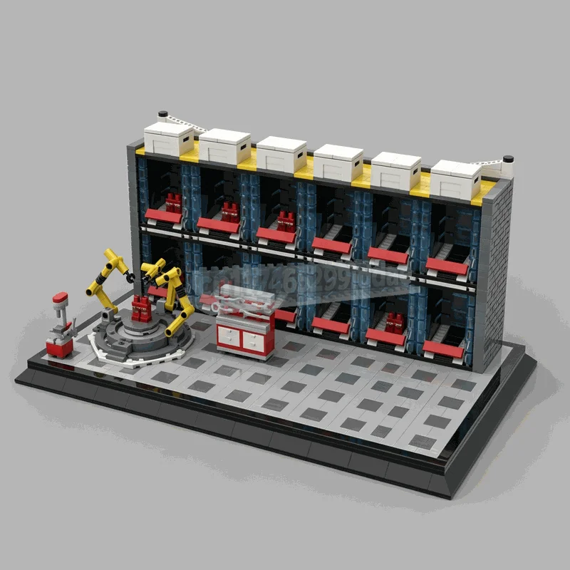 2377PCS Futuristic Armor Workshop Diorama Building Blocks Science Fiction Display Model DIY Assembly Creative Collection Gifts