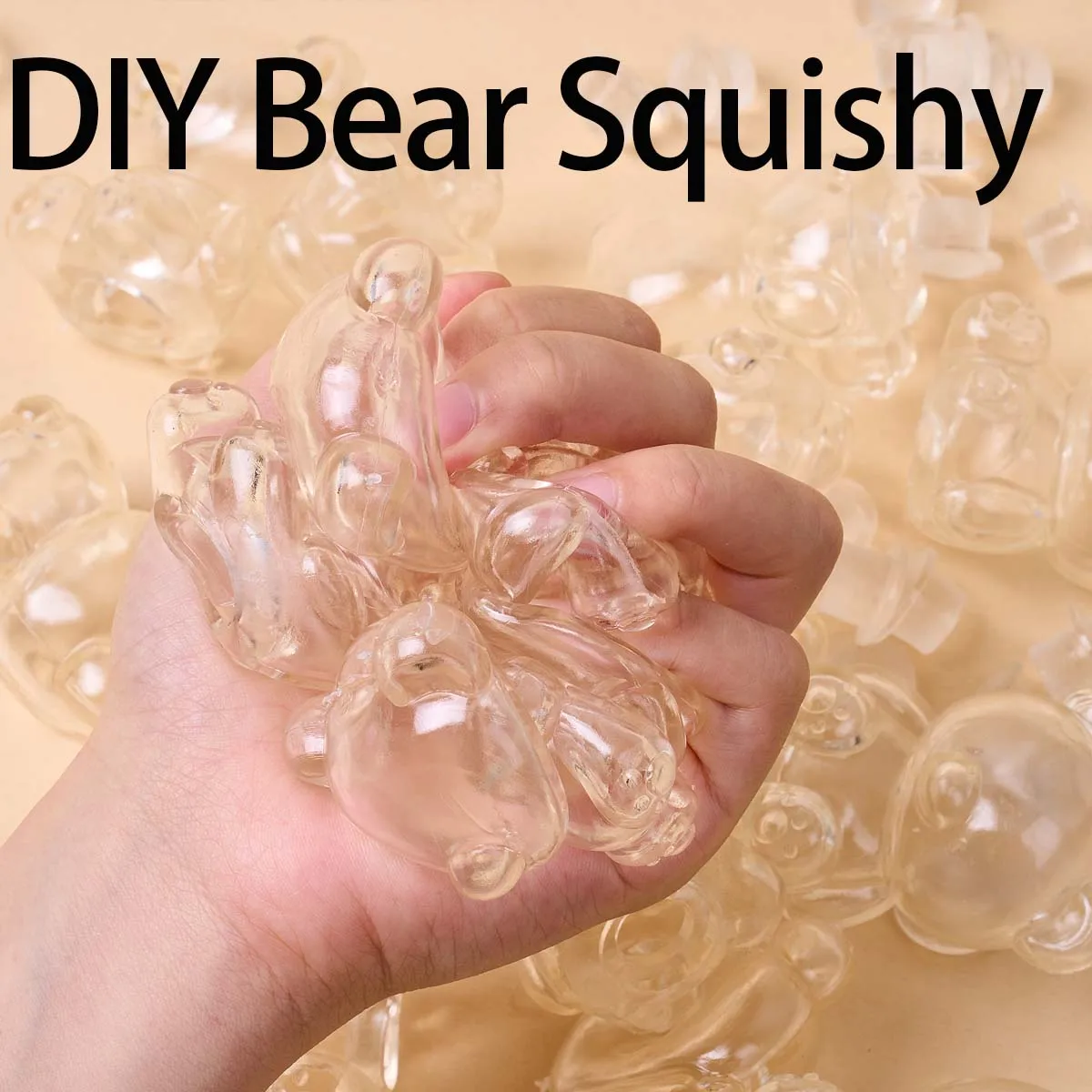 Cute Bear TPR Empty Ball Shell DIY Squishy Relief Squeeze Toy with Sealing Plug Blank Skin Fillable Relief Material Crafts Makin
