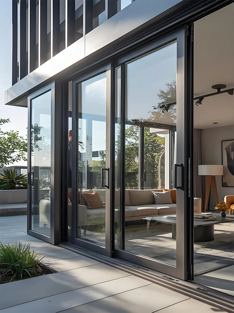 

Sixinalu Hurricane Resistant Sliding Doors Thermal Break Aluminum Double Glaszed Exterior Entry Entrance Front Door Customize