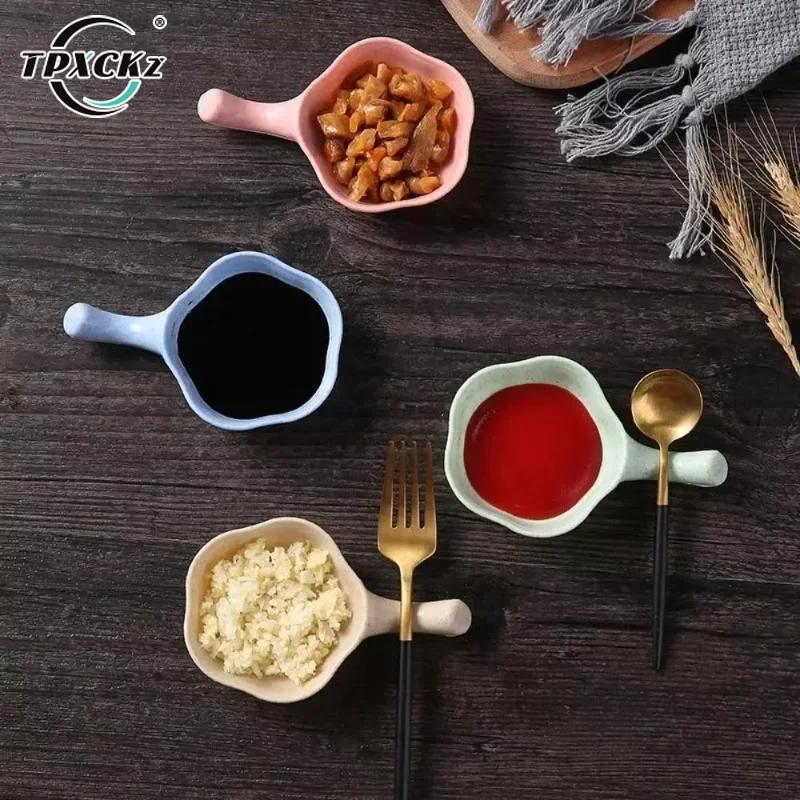 SL (Random Color Delivery) Wheat Straw Sauce Dishes Chopstick Rest Sushi Soy Dipping Bowl Appetizer