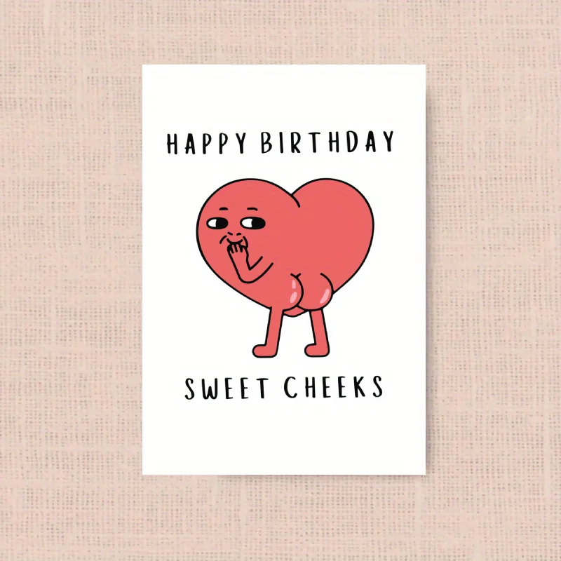 بطاقة عيد ميلاد سعيد لعيد ميلاد سعيد ، عيد ميلاد سعيد ، خدود جميلة ، مؤخرة على شكل قلب ، فكاهية ،