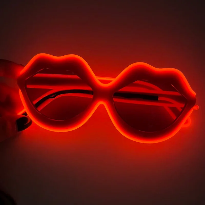 Kiss Me Leuchtende Brille für die zukünftige Braut, leuchtende rote Lippen-Sonnenbrille für Mädchen und Frauen, Y2K-Accessoires, Nachtclub-Requisiten – Detail 4