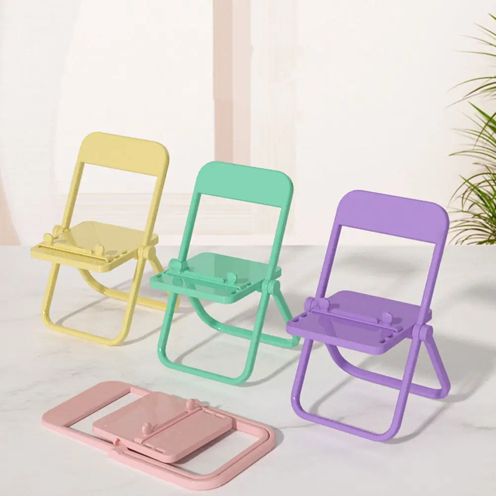 10Pcs Mobile Phone Bracket Chair Shape Cartoon Design Phone Holder Simple Desktop Stand for Home Office School Use Smartphone