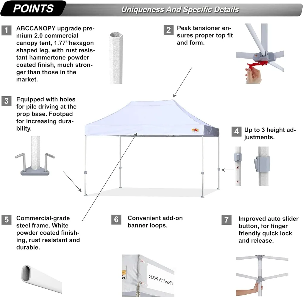 Commercial Pop Up Canopy Tent 10x15 Premium-Series beach umbrella sunshade  picnic umbrella  patio outdoor furniture