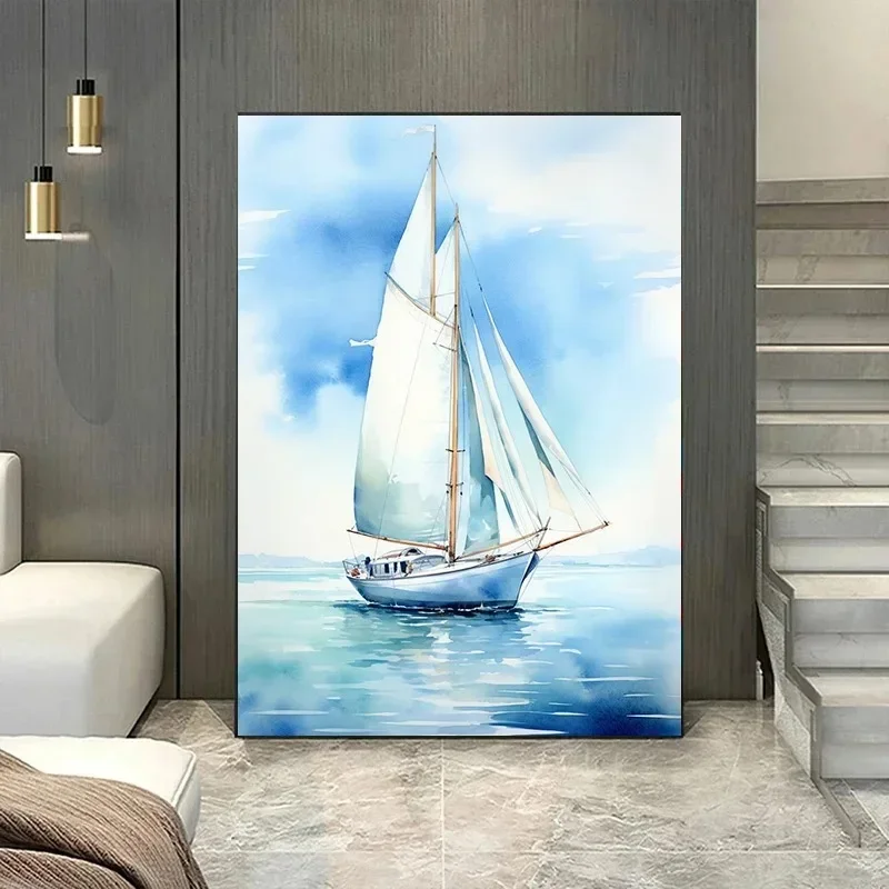 Ocean Sailing Home Decoration Wall Decoration Canvas  Painting Interior  Animation Boat Wall