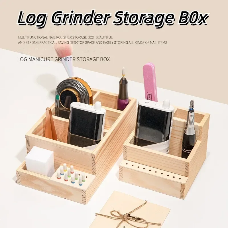 

Log Nail Art Tool Storage Box Nail Drill Bit Polishing Machine Organizers Double Layer Manicure Tools Accessories Display Stand