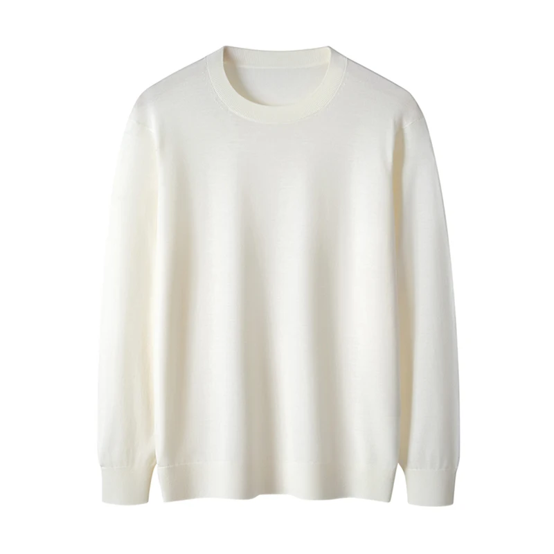 

Весенне-летний легкий мужской свитер из 100% тонкой шерсти, 18-игольная пряжа Yangzi, повседневный пуловер с круглым вырезом