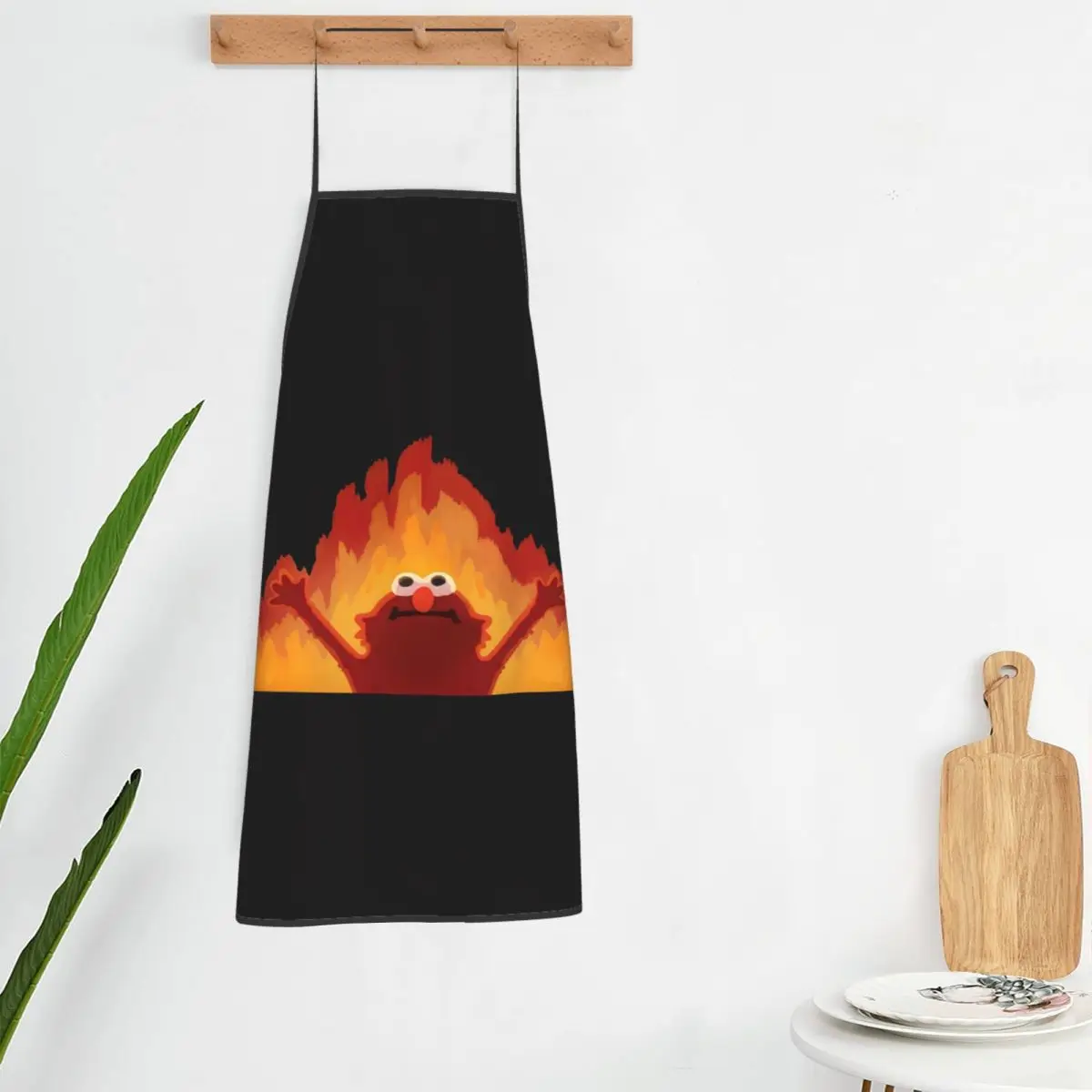 Hellmo Elmo On Fire Aprons Chef Cooking Baking Tablier Bib Kitchen Cleaning Pinafore for Women Men Gardening